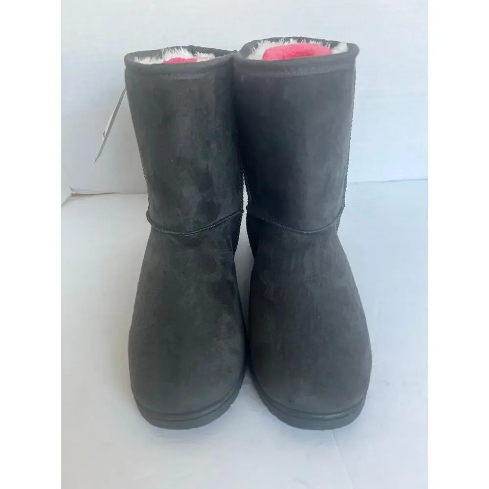 NWT DAWGS Dark Gray 9 Inch Faux Shearling Microfiber Vegan Winter Boots Sz 11‎